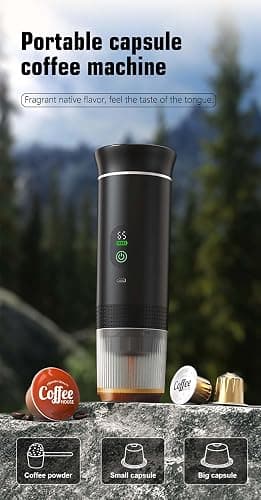 VHV Cafetière Portable 3 en 1,Rechargeable Cafetière Portable de Voyage,12V Expresso Machine a Cafe pour Capsule,Café Moulu,pour Camping,Voyage,Bureau,Voiture,Maison (Gris) thumbnail 2