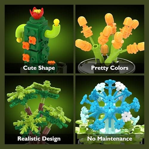 JMBricklayer Flowers Succulents Building Sets for Adults 10001, 12 Pack Tiny Plants Botanical Collection Display for Room Decor, Bonsai Flowers Building Blocks Gifts for Women, Cute Succulents thumbnail 6