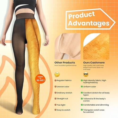 Caprilite 2 Pairs Women Fleece Lined Tights-Fake Translucent Leggings High Waist Pantyhose Sheer Thick Warm Tights For Women thumbnail 4