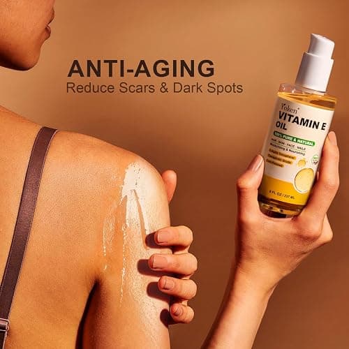 Yoken Vitamin E Oil 8 Fl Oz Organic Vitamin E oil for Skin Vitamine oils for Scars Hair,Face,Nail,Scalp Perfect Bath and Body Oil Cold Pressed Hexane Free Non-GMO Gluten Free Formula thumbnail 3