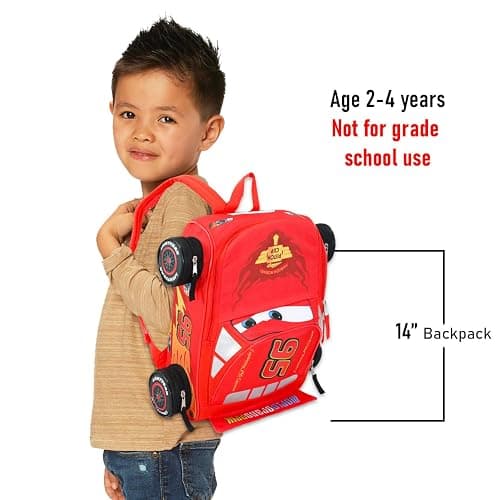 Disney Cars Mini Backpack for Kids - Bundle with 14” Lightning McQueen Backpack with Water Bottle, Stickers, More | 3D Lightning McQueen Travel Bag Set for Girls, Boys thumbnail 4