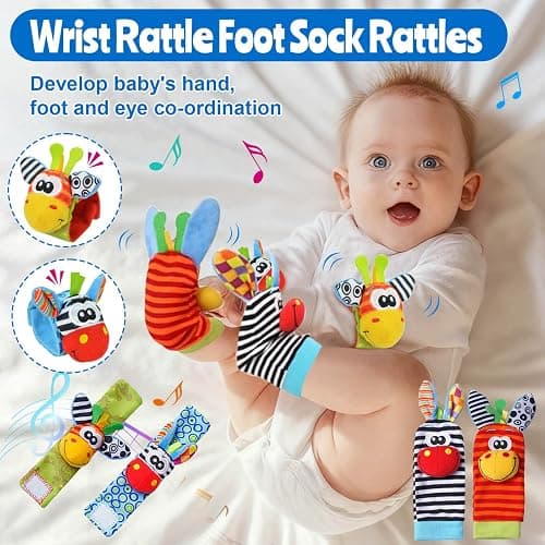 Baby Toys 0-6 Months - Baby Rattles Teething Toys 3-6 Month Infant Toys 6-12 Months Teether Toy 3 4 5 6 Month Old Newborn Essentials Must Haves Wrist Socks Toddler Stocking Stuffers Christmas Gifts thumbnail 8
