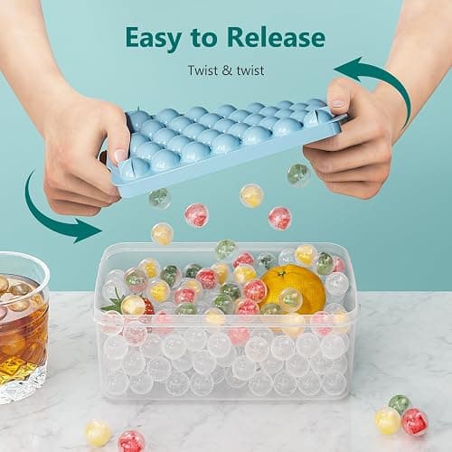 Optish 3 Pack Ice Trays for Freezer, 99 PCS Ice Cube Tray with Lid and Bin, Round Ice Cube Trays for Freezer, Circle Ice Cube Tray for Chilling Drinks thumbnail 3