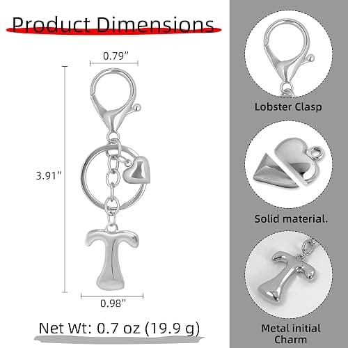 BydGxy Gold Bubble Heart, Cherry, Bow & More Designs Letter Initial Keychain Bag Charms – Cute Purse Charms for Handbags thumbnail 5