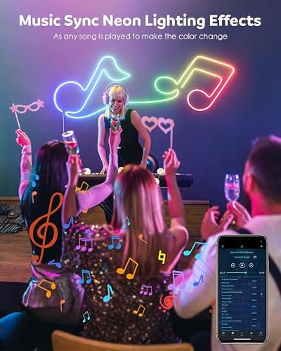 Aclorol RGB+IC LED Neon Strip Lights 2M USB Addressable Rope Strip 5V Dimmable LED Neon Flex Music Sync with App Control Waterproof for Bedroom Indoor Outdoor Gaming Room Bar Party Decoration thumbnail 4