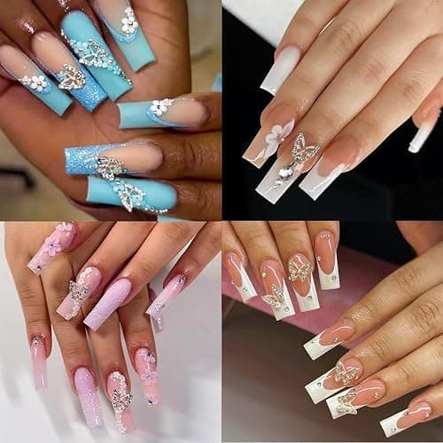 GZMAYUEN 3D Blume Nagel Charms Metall Kaviar Perlen, 3D Pastell Acryl Blume für Nägel Design, Gold Kaviar Perlen Nagel Dekorationen Gemischte Strass Kit, Kristall AB Edelsteine Nagel Diamanten Strass thumbnail 2