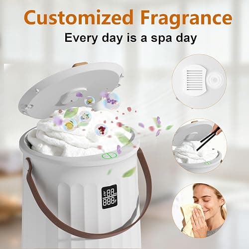 Large Towel Warmer Bucket for Bathroom, 20L Luxury Towel Warmers for SPA, Hot Towel Heater, Great Gift Idea, 1 Min Fast Heating, Safety Lock Design, Fits Two 40"x70" Towels, Bathrobes, Blankets thumbnail 5