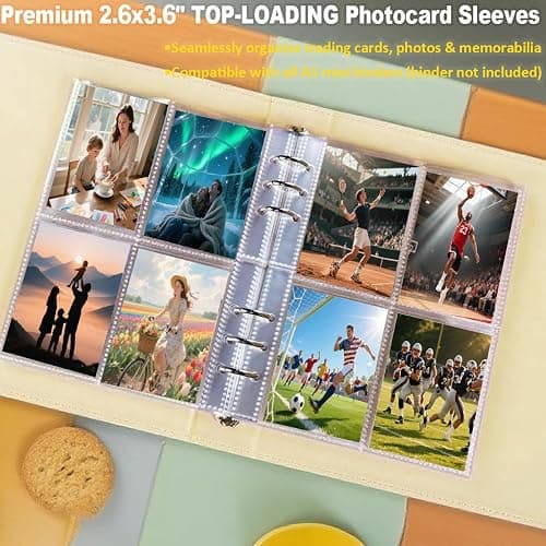 40 Pack - 320 Pockets A5 Binder Sleeves (2.6"x3.6") - Double-Sided 4 Pocket Kpop Photocard Protector Pages - Ultra-Clear Trading Card Sleeves for Game Cards, Collectibles, & Trading Cards thumbnail 4