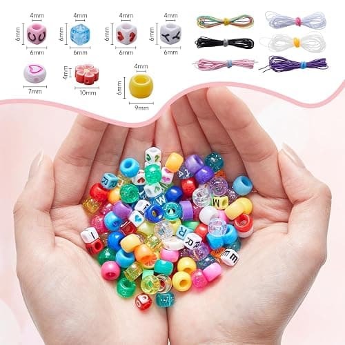 INSCRAFT 1200PCS Bracelet Making Kit, 24 Colors Pony Rainbow Kandi Beads, Friendship Bracelet Kit with Elastic Strings for Jewelry Making, Craft Gifts for Girls Adults thumbnail 2