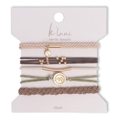 K'lani Climb Hair Tie Bracelets - Elastic Ponytail Holder - Medium | Doubles as stylish jewelry; strong-hold ponytail holder; gift for birthdays, Mother's Day & graduation; set of 5 - Image 1