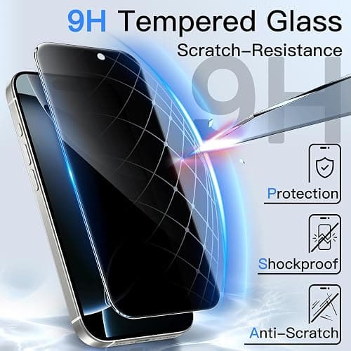 JETech Sichtschutz für iPhone 16 Pro 6,3 Zoll, Anti-Spy Gehärtete Glas Schutzfolie mit Einfachem Installationswerkzeug, 2 Stück thumbnail 5