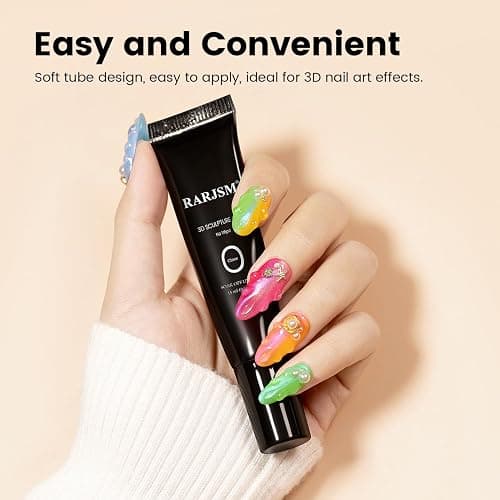 RARJSM 3D Sculpting Gel for Nail Art Designs DIY NailCharms Rhinestone Glue 3D Nail Craving GelPolish Clear Painting Drawing Sculpture Gel UV LED Curing Requires NailDecoration Manicure Design thumbnail 2