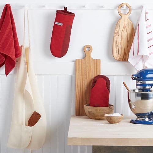 KitchenAid Beacon Two-Tone Non-Slip Oven Mitt Set, Passion Red/Bordeaux, 5.75"x13", 2 Piece thumbnail 2