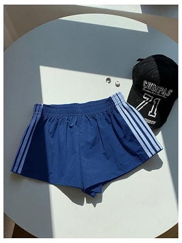 MakeMeChic Women's Y2k Striped Sweat Shorts Wide Leg Lounge Shorts Track Basketball Shorts thumbnail 5