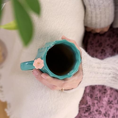 Pinky Up Cactus Ceramic Coffee Mugs, Tea Cups, Travel Mug, Latte Cup, Drinking Glasses for Chocolate, Milk, Cocktails, Mocktails, 10 oz, Set of 1 thumbnail 5