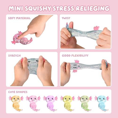 6PC Valentines Day Gifts for Kids Classroom,Axolotl Squishy Fidget Stress Ball,Stress Balls for Adults & Kids ,Stress Relief Party Favors Funny Sensory Toys for Autism,ADHD, Birthday, Office thumbnail 4