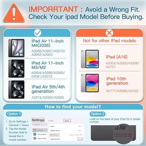 JETech Case for iPad Air 11" M4/M3/M2 & iPad Air 5/4, Light Purple | Cover for iPad Air 11" (2026-2024) & Air 5/4 10.9" (2022/2020), Translucent Back, Tri-Fold Stand, Auto Wake/Sleep thumbnail 2
