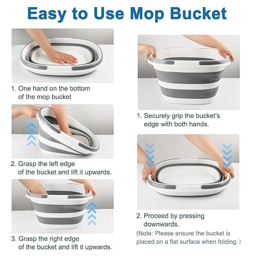 Collapsible Mop Bucket with Handle for Cleaning, 16L(4.2 Gallon) Silicone Square Mopping Bucket for Windows Cleaning or Car Washing, Cleaning Supplies Organizer Plastic Bucket for Storage thumbnail 3