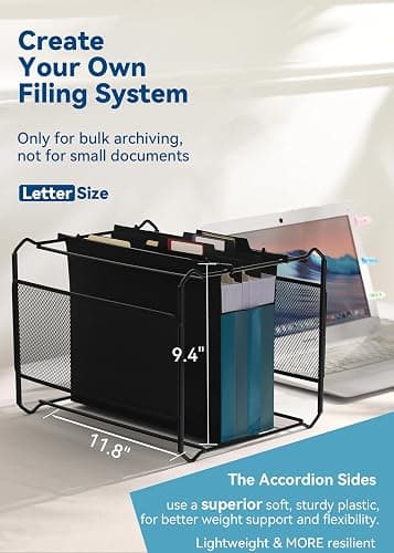 SortRax Plastic High Capacity Hanging File Folders, Letter Size, 4" Expanding Accordion Pocket with Movable Dividers, Heavy Duty for Filing Cabinet, Insertable Tabs, 6 Pack thumbnail 6