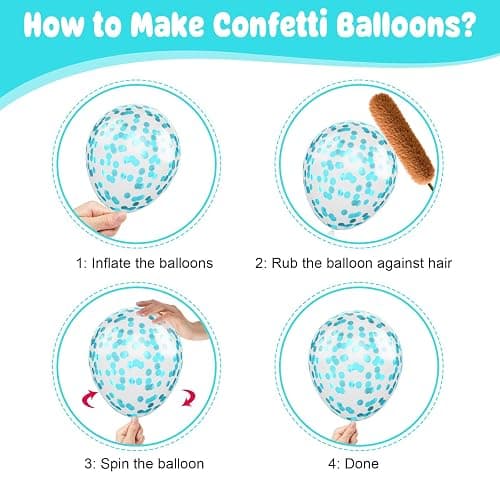 Ocean Balloons,12 Inch Teal Blue Pearl Blue Metallic Blue Clear Balloons and Confetti Balloon with Ribbon for Sea Themed Pool Birthday Baby Shower Decorations thumbnail 5
