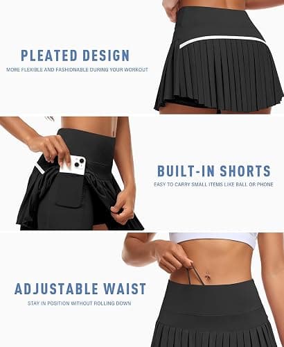 JoyGirl Womens Pleated Tennis Skirt with Shorts High Waisted Golf Skort Mini Skirt Workout Skirt Athletic Skorts with Pockets thumbnail 3