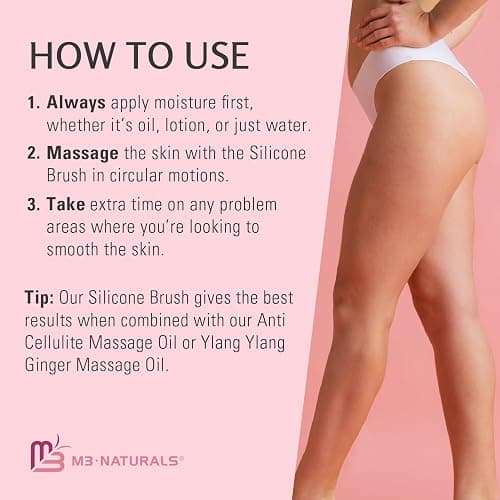 Anti Cellulite Brush, Massager & Body Scrubber for Toning & Firming by M3 | Silicone Cellulite Brush for Thighs & Butt Firming, Skin Smoothing, Exfoliating, Circulation, Hair & Scalp Massage thumbnail 8