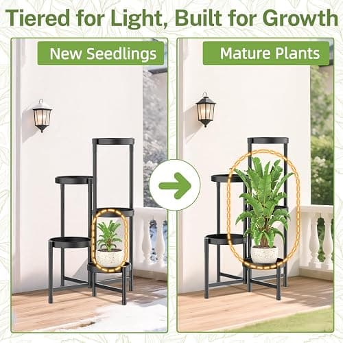iDavosic.ly Plant Stand Indoor Outdoor, 5 Tier Corner Metal Flower Display Holder Shelf, Easy Assembly Folding Tall Orchid Rack for Patio Balcony Porch Garden Living Room House, Black thumbnail 7