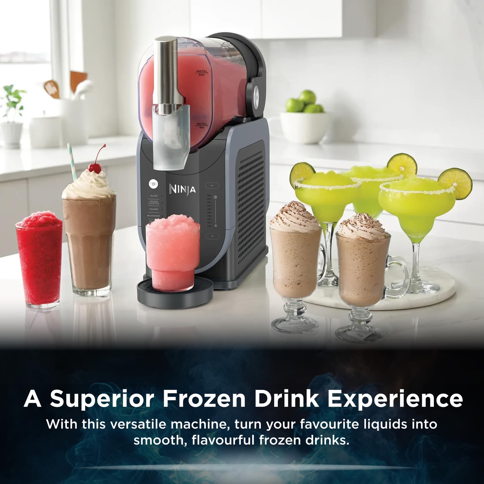 Ninja SLUSHi Professional Frozen Drink Maker, 5 Preset Functions, Compact Size, Up to 9 servings with 2.6L Capacity, FS301ANZ, Artic Blue and Grey thumbnail 3