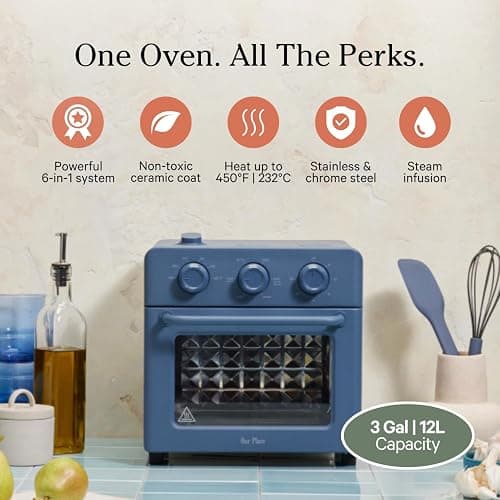 Our Place Wonder Oven | 6-in-1 Air Fryer & Toaster Oven with Steam Infusion | Compact, Countertop Friendly, Fast Preheat, Multifunctional | Air Fry, Toast, Roast, Bake, Reheat & Broil | Blue Salt thumbnail 6