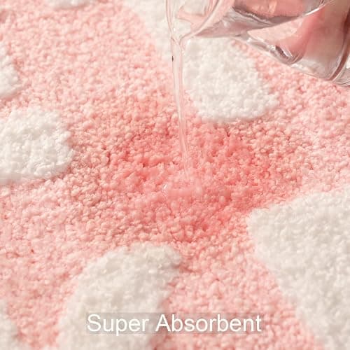 QJHOMO Get Naked Bath Mat Cute Pink and White Bathroom Rugs Funny Non Slip Bathtub Decor Mats Super Absorbent Floor Carpet Machine Washable Bahtmat for Tub, Shower, Bedroom (20x32 inch) thumbnail 5