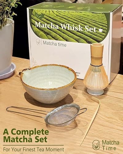 Vaiheng Matcha Whisk Set with Matcha Bowl, Matcha Whisk Holder Matcha Bamboo Whisk, Scoop, Sifter, Unique Gifts for Women Men Girl Friend Home Kitchen Decor Gifts for Tea Enthusiasts Christmas thumbnail 2