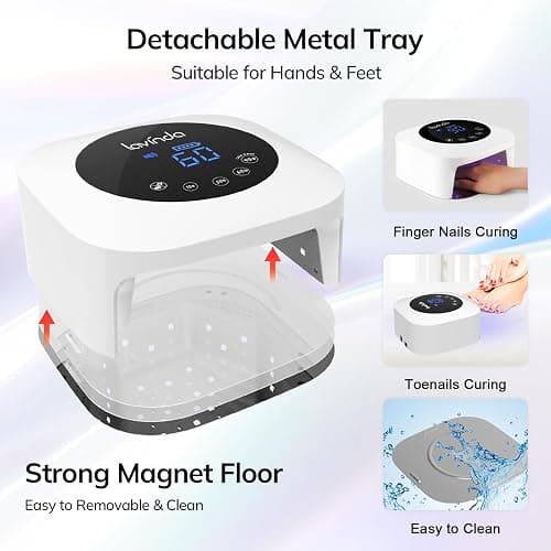Lavinda UV LED Nail Lamp, Cordless Nail Lamp 54W Rechargeable Nail Dryer Gel Polish Light with Large LCD Display, Professional Gel Curing Lamp with 4 Timer Setting Auto Sensor for Salon and Home - White thumbnail 5
