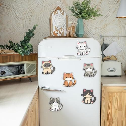 9 Pcs Diamond Painting Magnets Kits Diamond Art Fridge Magnet Stickers Diamond Art Painting Key Chains Diamond Painting kit for Beginners Adults DIY Art Craft Gifts Home Decors (cat) - cat thumbnail 2