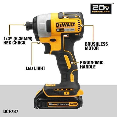 DEWALT 20V MAX Cordless Drill and Impact Driver, Power Drill Brushless 2-Tool Power Tool Combo Kit, Includes 2 Batteries, Charger and Bag (DCK277D2) thumbnail 5