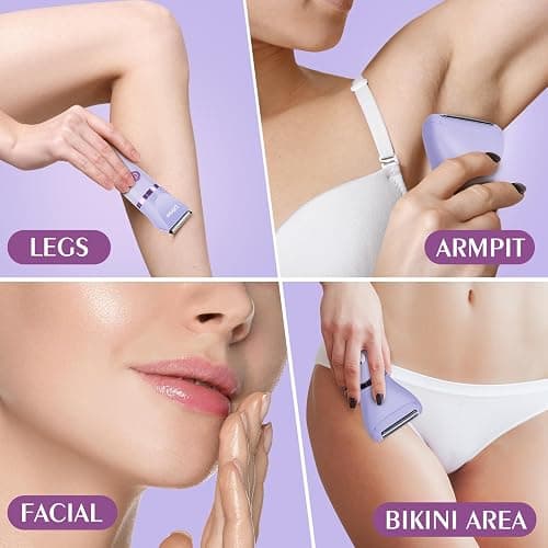Ufree Bikini Trimmer Electric Razors for Women, Rechargeable Pubic Body Hair Trimmer Electric Shaver for Legs Body Hair, Bikini Shaver IPX7 Waterproof, Gifts for Women, Purple thumbnail 3