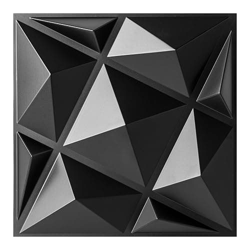 Art3dwallpanels 20 Pack 3D Wall Panels for Interior Wall Decor, 12''x12'' White Accent Diamond Panels for Gaming Room Bedroom TV Background, Black - Image 1