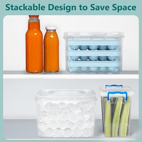 Optish 3 Pack Ice Trays for Freezer, 99 PCS Ice Cube Tray with Lid and Bin, Round Ice Cube Trays for Freezer, Circle Ice Cube Tray for Chilling Drinks thumbnail 5