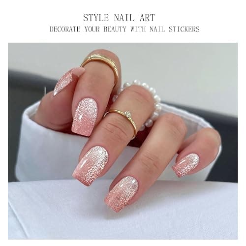 JMEOWIO Gel Nail Stickers Pink Cream Semi Cured Gel Nail Strips Wraps UV/LED Nails Art Design Decoration Accessories thumbnail 3