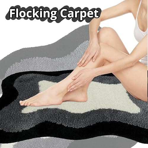 Room Decor Y2K Cool Rugs Aesthetic Cloud Carpet Area Rug Modern for Bedroom Living Room (1.3'×2.0',Black) | Modern, Aesthetic, Y2K, Cool Rugs thumbnail 2