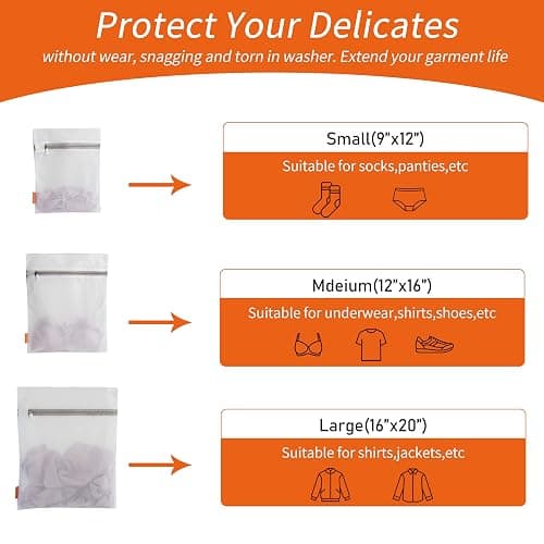 Polecasa Mesh Laundry Bags 3 Pack (Large, Medium, Small) - Durable Zipper Wash Bags for Delicates, Lingerie, Bras, Underwear, Baby Clothes - Protect Garments in Washing Machine thumbnail 3
