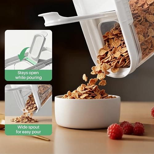 Cereal Containers Storage, 3 PCS PET Airtight Food Storage Containers With Lids (4L/135.2oz) For Kitchen Pantry Cabinet Organization, Plastic Clear BPA-Free Canister Set For Dry Food Flour Sugar Rice thumbnail 9