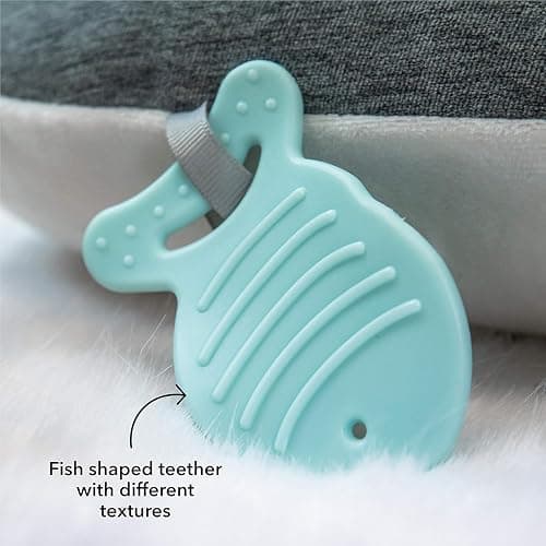 Nuby Penguin Tummy Time Pillow For Babies, Grey And White Plush Nursery Accessories, 39 x 30 cm thumbnail 4