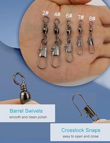 Beoccudo Fishing Swivels Snap Swivels 210pcs Barrel Swivels with Snaps, Fishing Swivels Saltwater Freshwater Snap Connector thumbnail 3