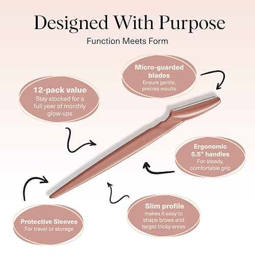 Kitsch Dermaplane Razor for Women Face – Face Razors for Women & Men, Eye Brow Razors & Face Shaver – Exfoliating Facial Razor & Dermaplaner as Skin Care Tool for Smoother Skin - Terracotta, 12 pcs thumbnail 4