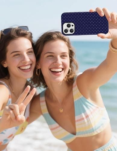 Jusy Compatible with MagSafe Polka Dot Case for iPhone 16 Pro, Cute Aesthetic Polka Dots Magnetic Phone Case, Soft TPU and Hard PC Protective Phone Cover for Women Girls (Matte), Navy Blue thumbnail 6