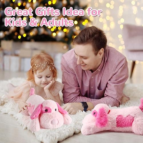 meowtastic Pink Dog Weighted Stuffed Animals - 22 Inch 4.5 Pounds Weighted Plush Dog Stuffed Animals - Big Stuffed Dog Plush Pillow - Cute Plush Toys Gifts for Kids & Adults (22" 4.5 lbs) thumbnail 7