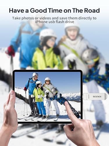 SCICNCE 512GB Flash Drive Intended for iPhone, USB Memory Photo Stick Storage for Photos Videos, Plug and Play No Application Required, Compatible with iPhone iPad Android and Computers (Metal Silver) - 512GB - Metal Silver thumbnail 7