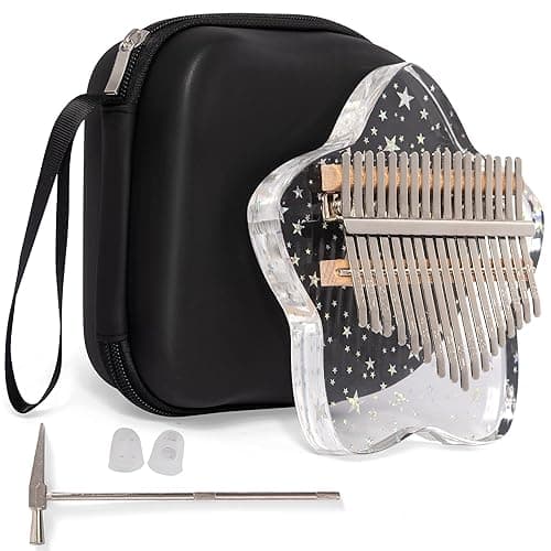 LUCKIPLUS Cute Kalimba Thumb Piano 17 Keys-Star Crystal Acrylic Finger Piano-Portable Mbira Musical Instruments Cute Christmas Gift with Tune Hammer and Study Instruction for Adults Beginners - Image 1