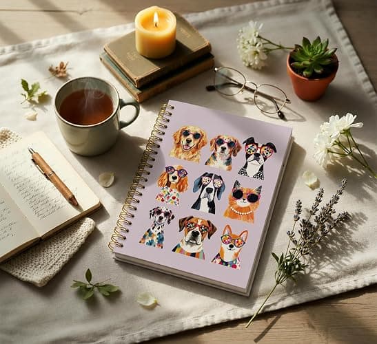 KDHTY Purple Dog Notebook for Girls, Cute Puppy Journal for School Supplies | Purple Stationery For Girls, Cute Dog Journal, Puppy Diary For School, Dog Lover Gift For Women,Dog Owners, 5.5 x 8.3 Inch thumbnail 2