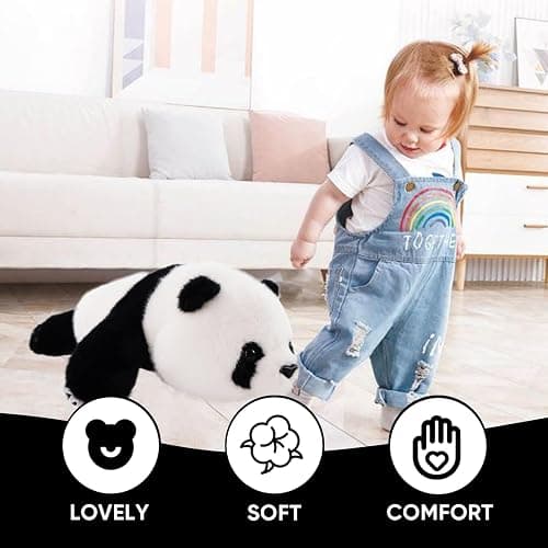 Furvana Plush Panda Stuffed Animal, Black and White Weighted Plush Pillow, 12" Soft Cuddly Toy, for Kids and Girls Birthday Christmas thumbnail 4